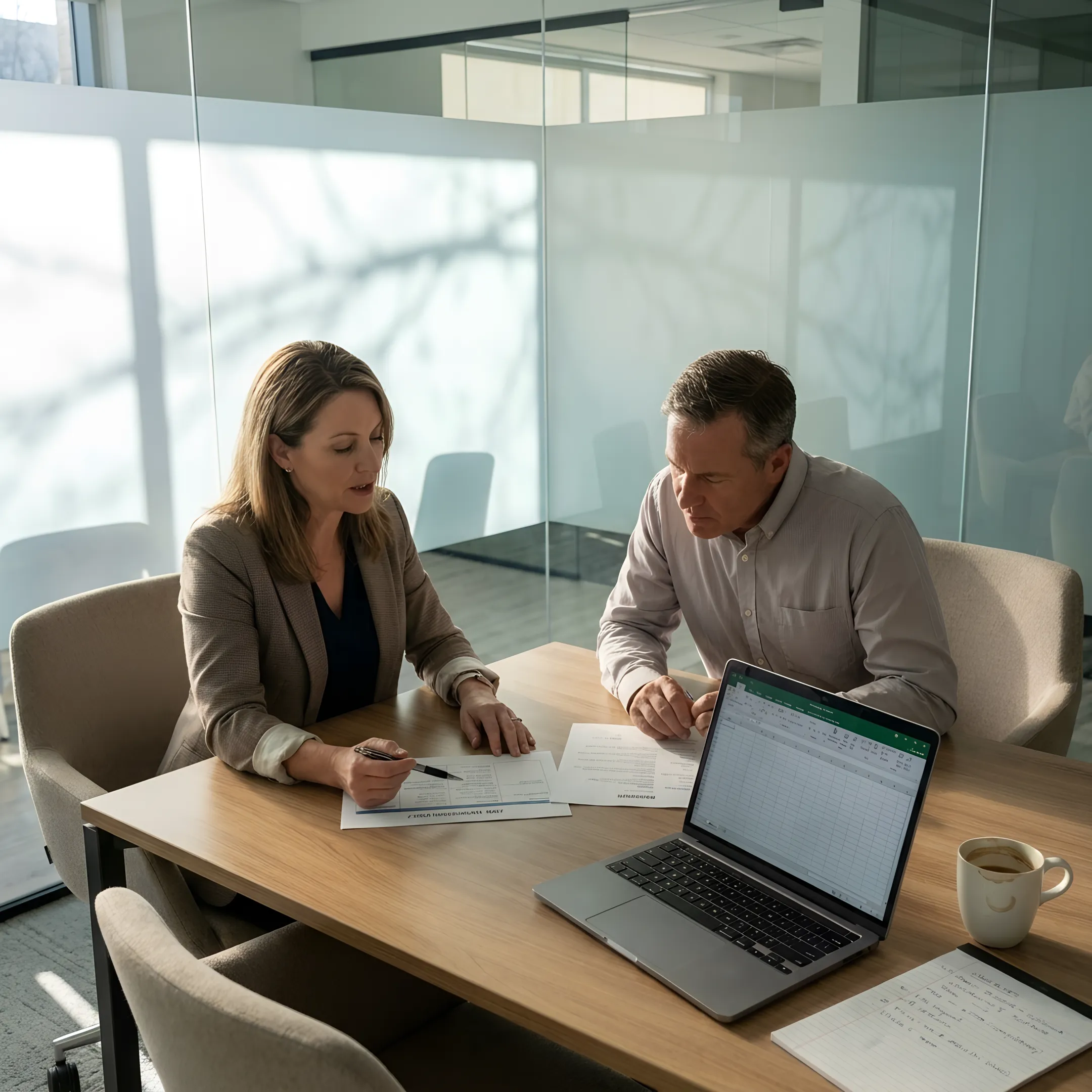 Recruiter reviewing workforce needs with employer