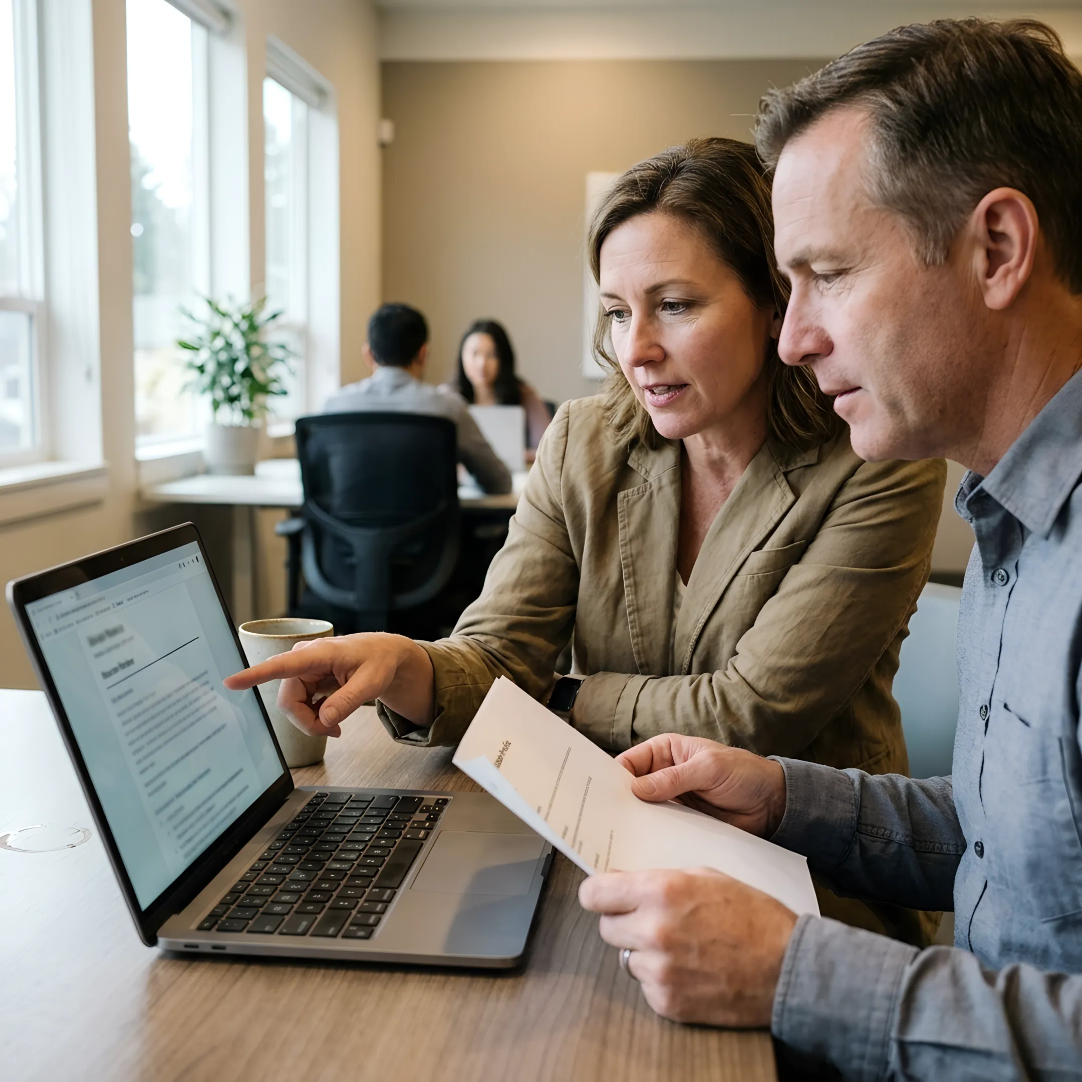 Recruiter reviewing candidates with a hiring manager