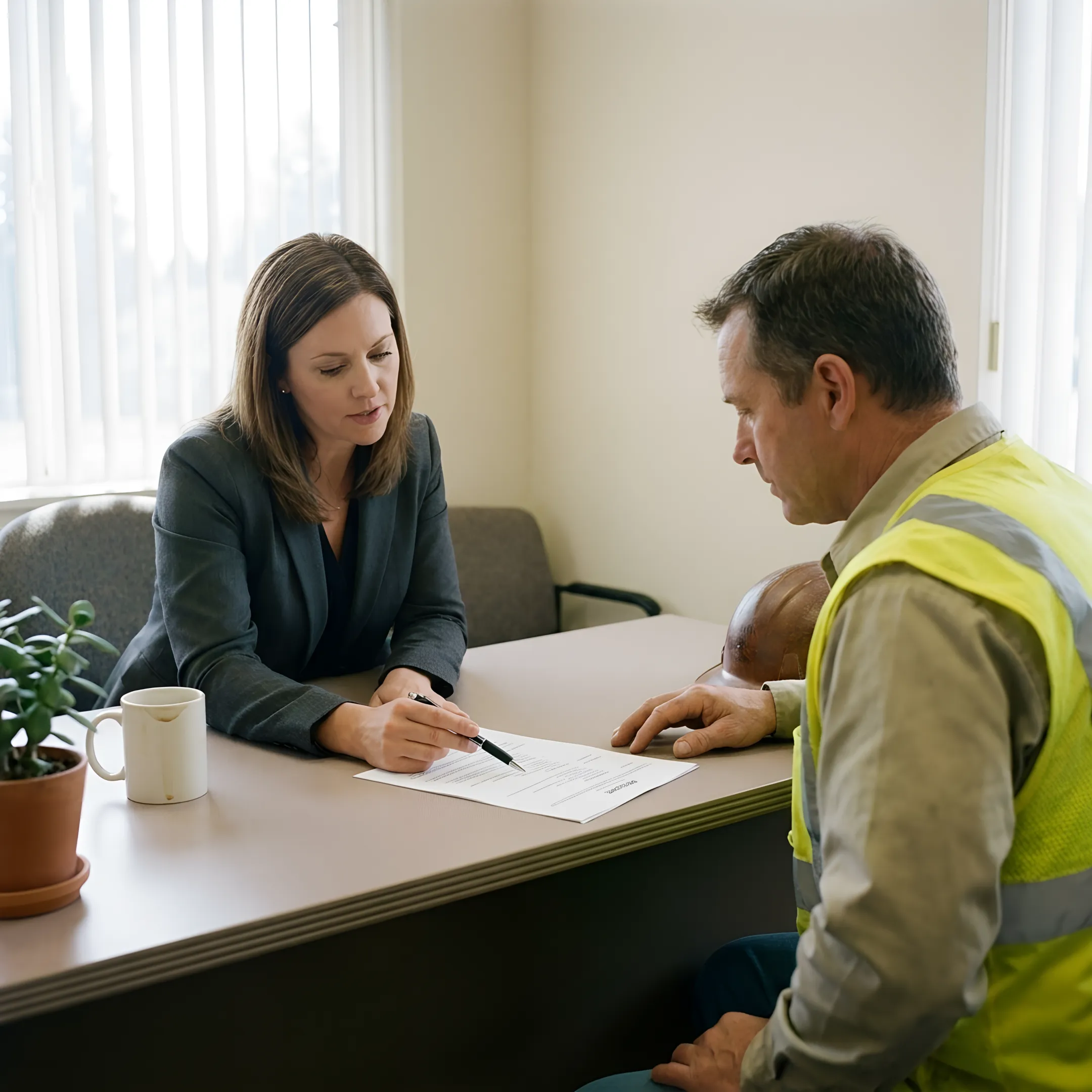 Recruiter meeting construction candidate