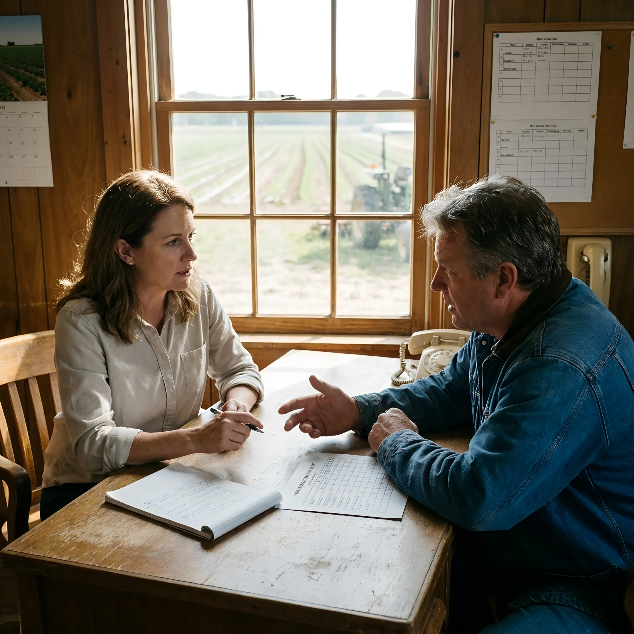 Staffing specialist meeting with agricultural employer