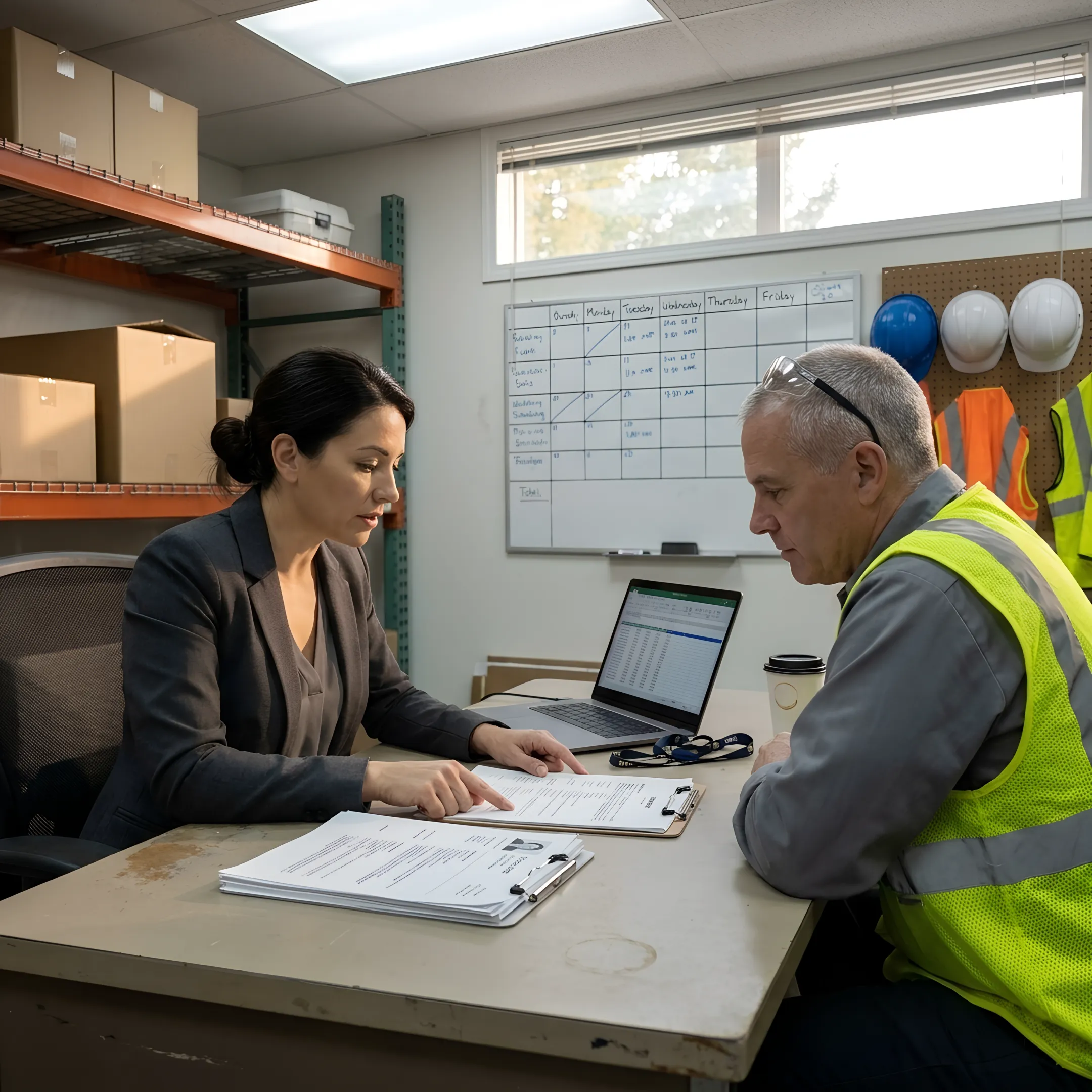 Recruiter reviewing warehouse candidate applications