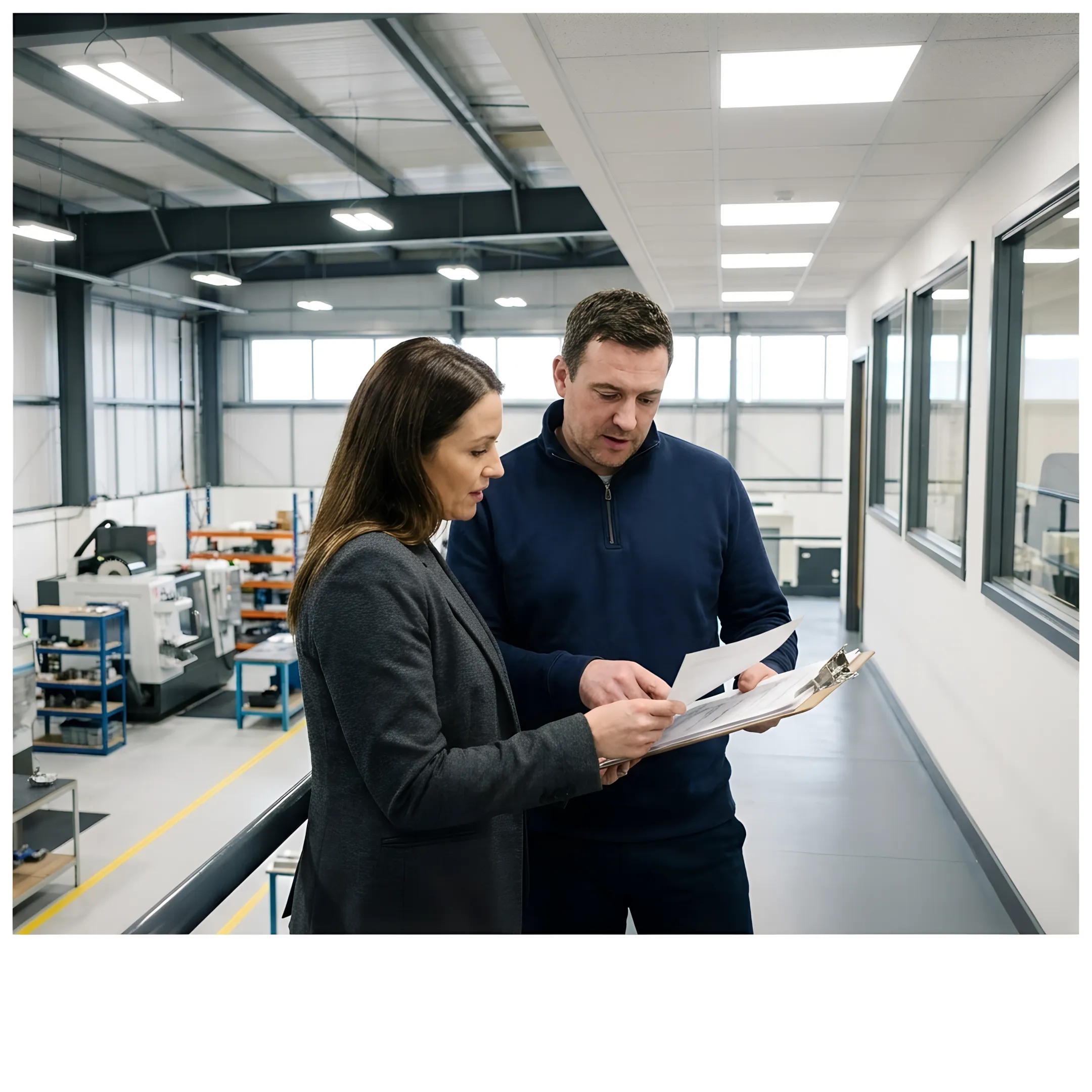 Recruiter and production manager reviewing operator candidates