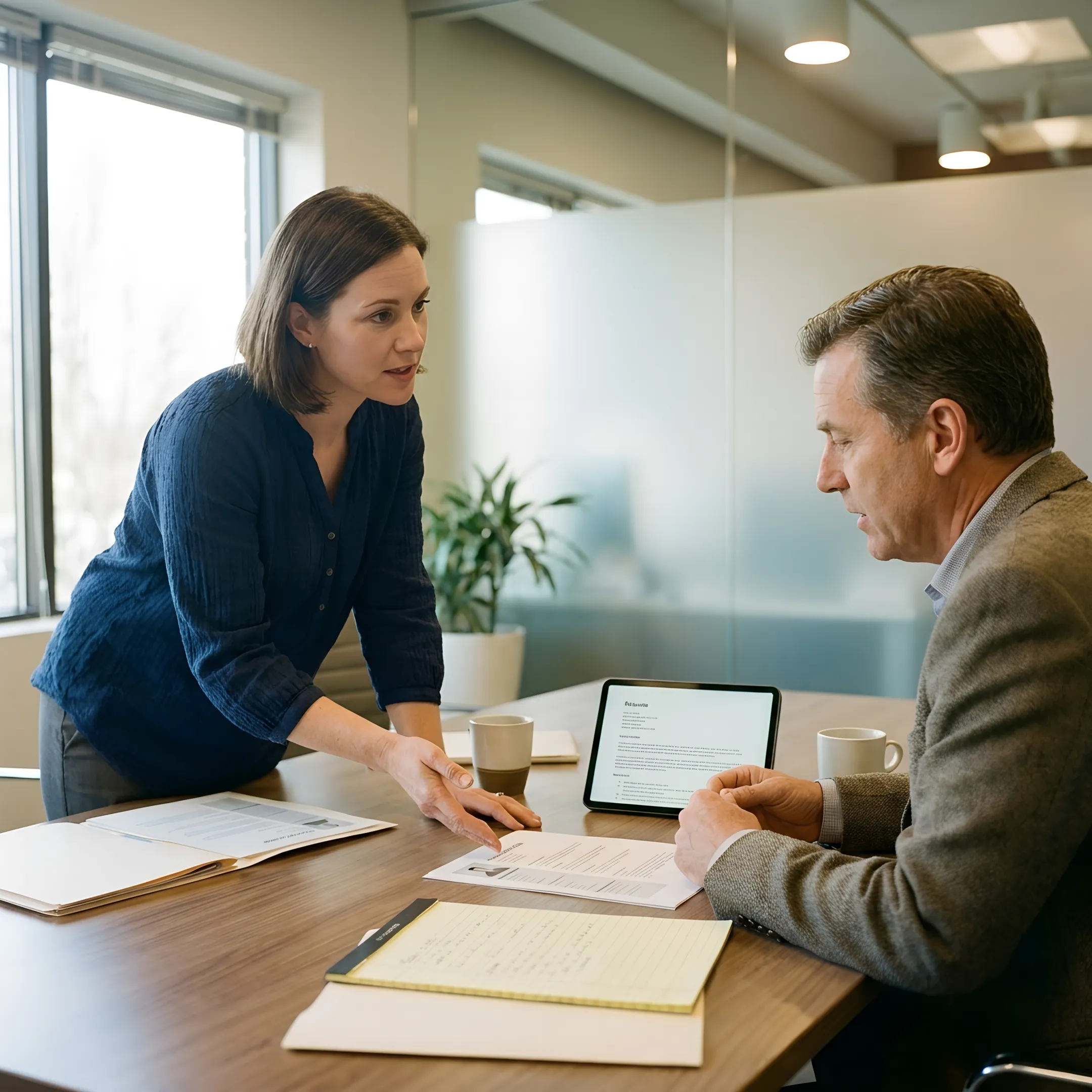 Recruiter and employer reviewing candidate profiles