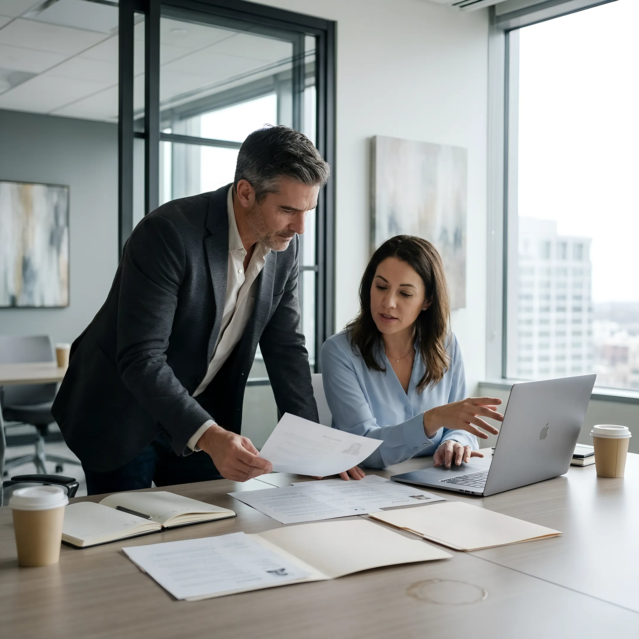 Hiring manager and recruiter reviewing candidates