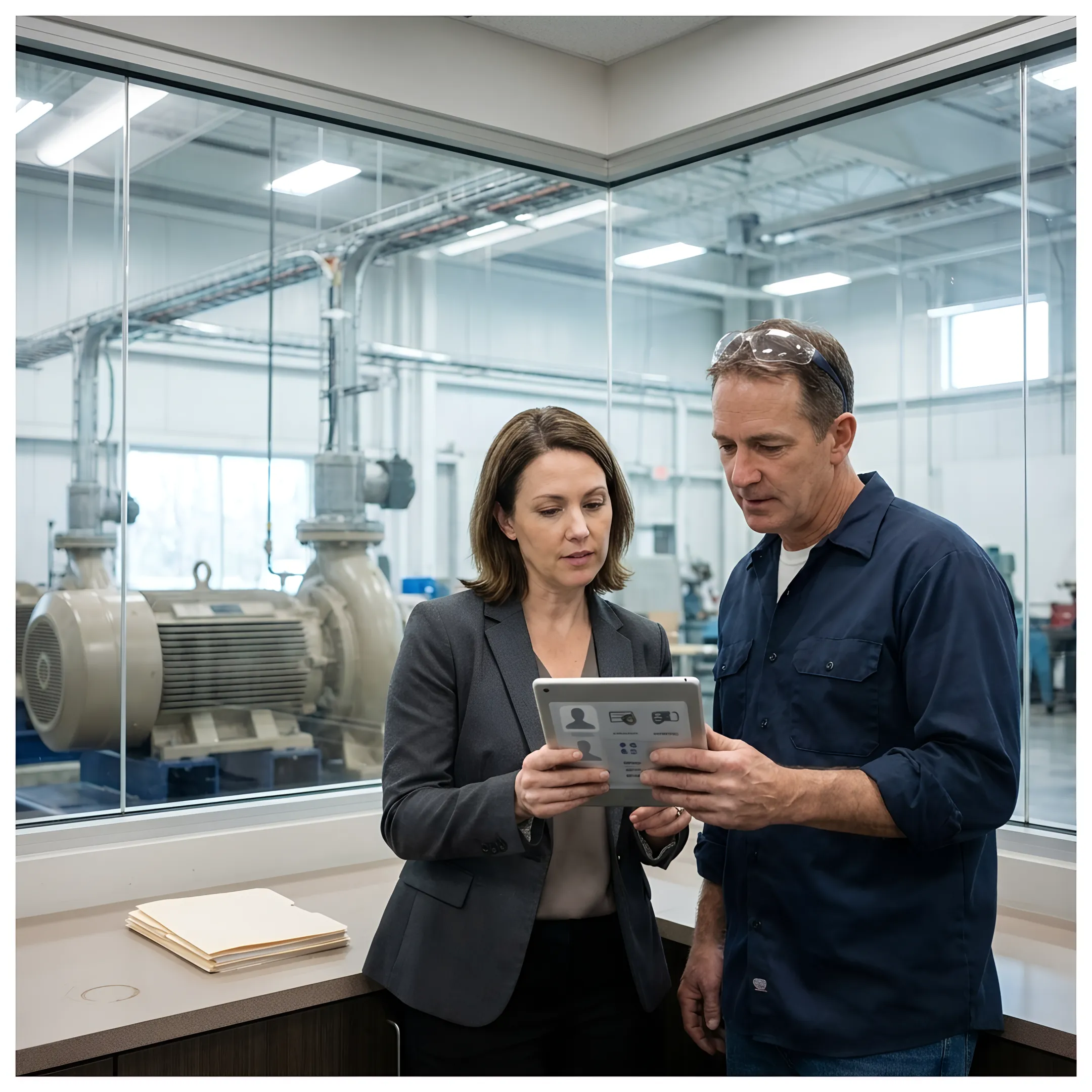 Industrial recruiter reviewing skilled trades candidates