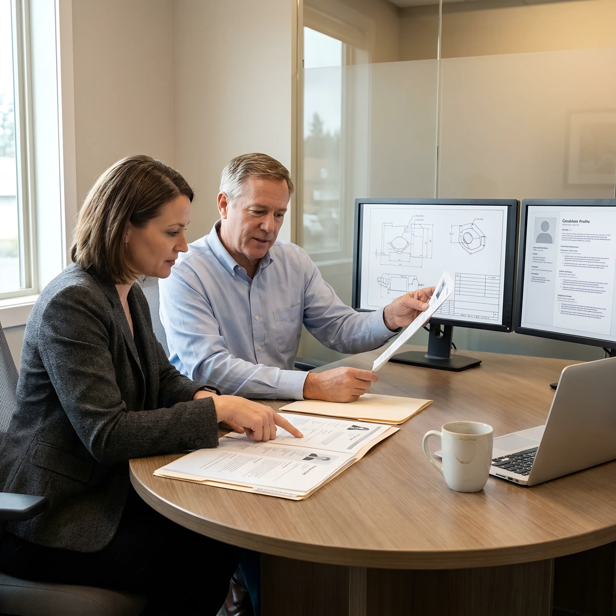 Engineering recruiter reviewing candidate profiles