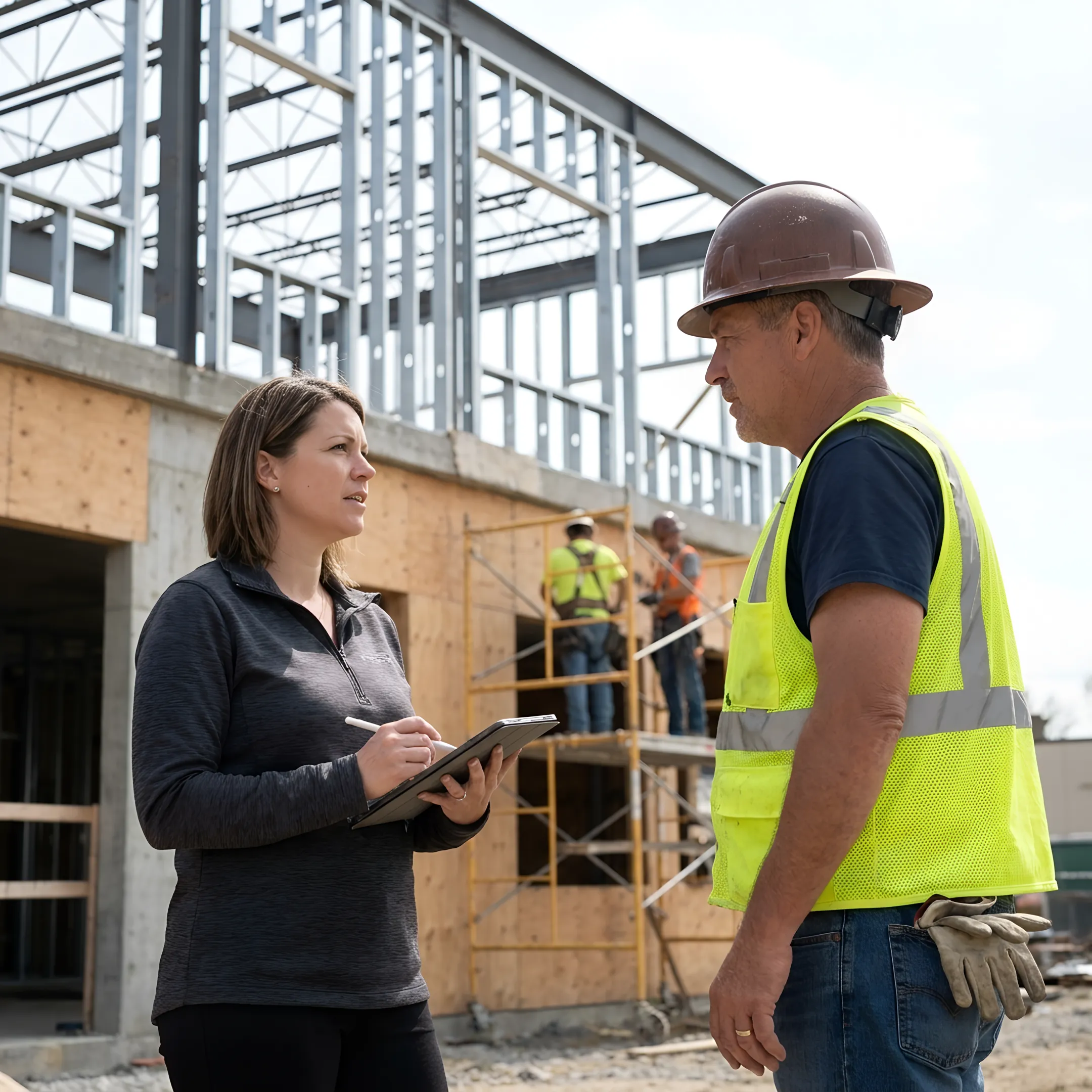 Recruiter meeting a construction candidate