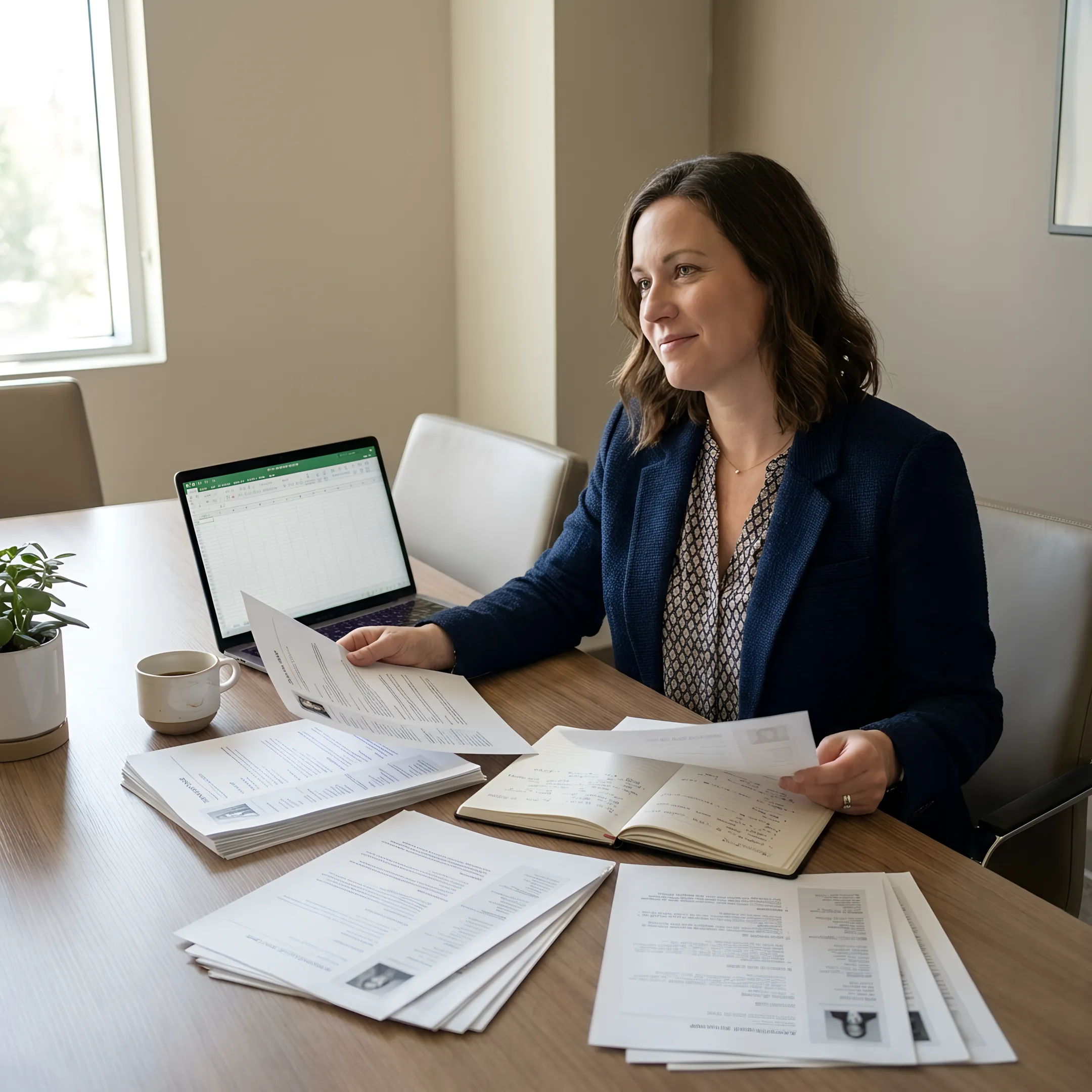 Recruiter and employer reviewing administrative candidate profiles