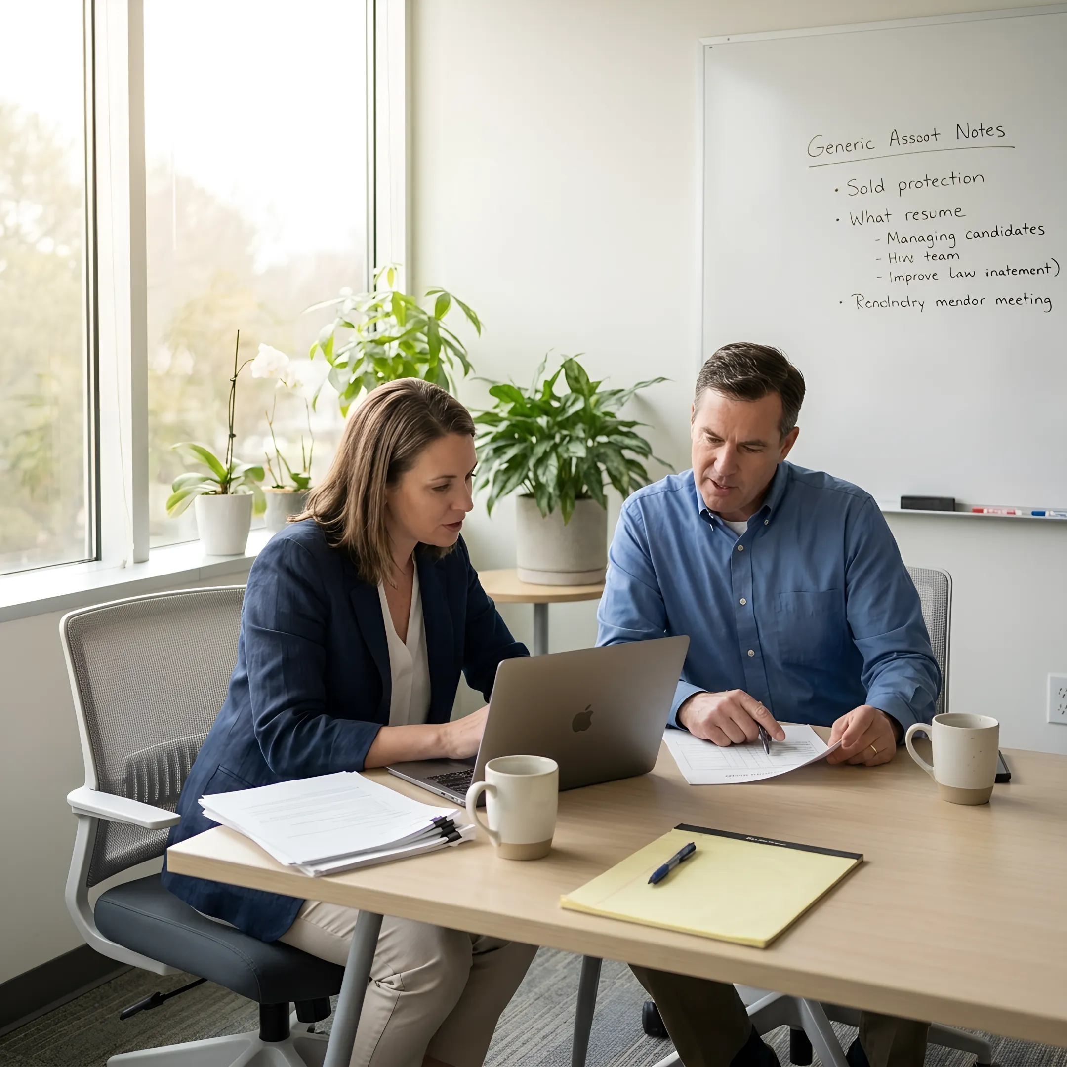 Recruiter reviewing candidate profiles with a hiring manager