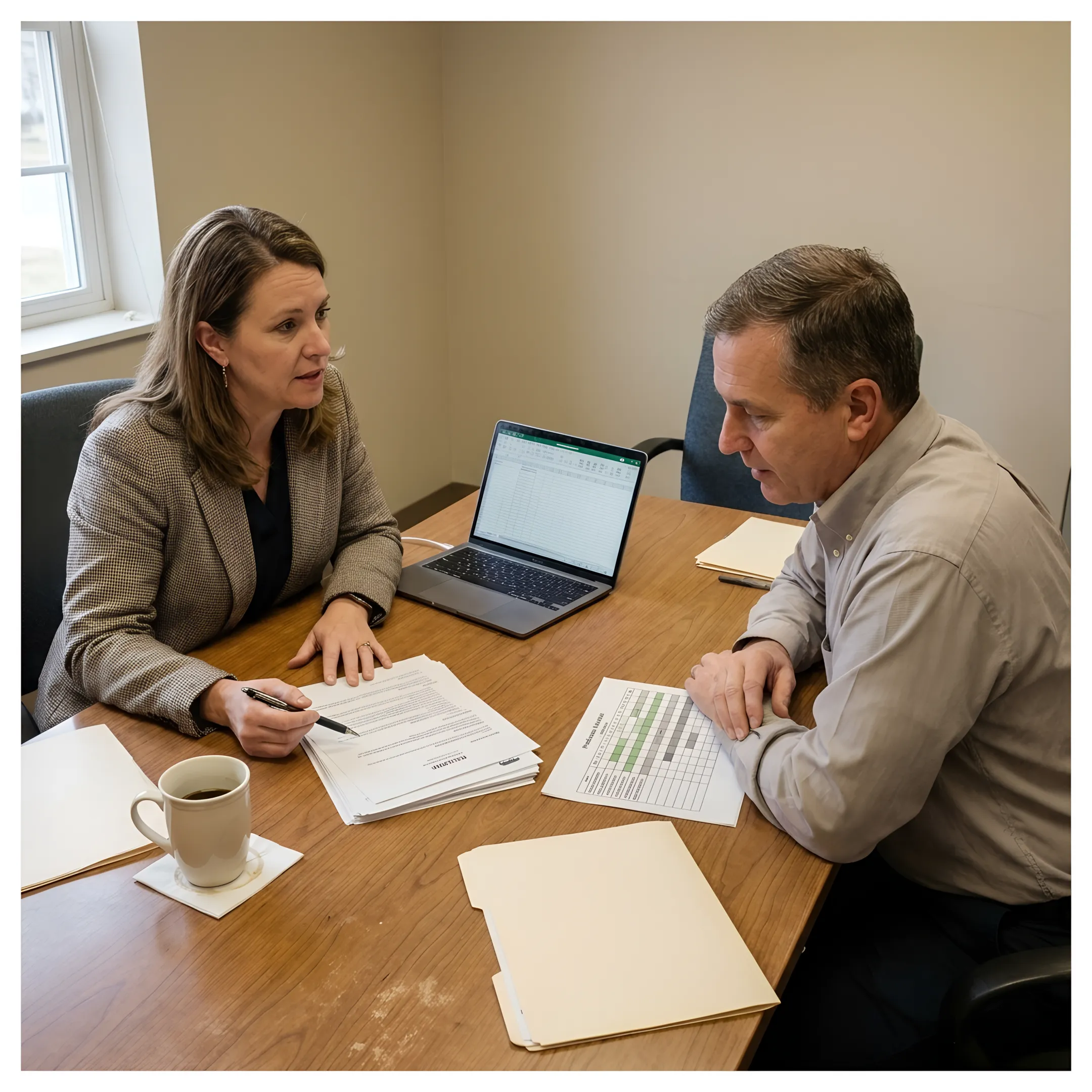 Staffing consultant meeting with an operations leader