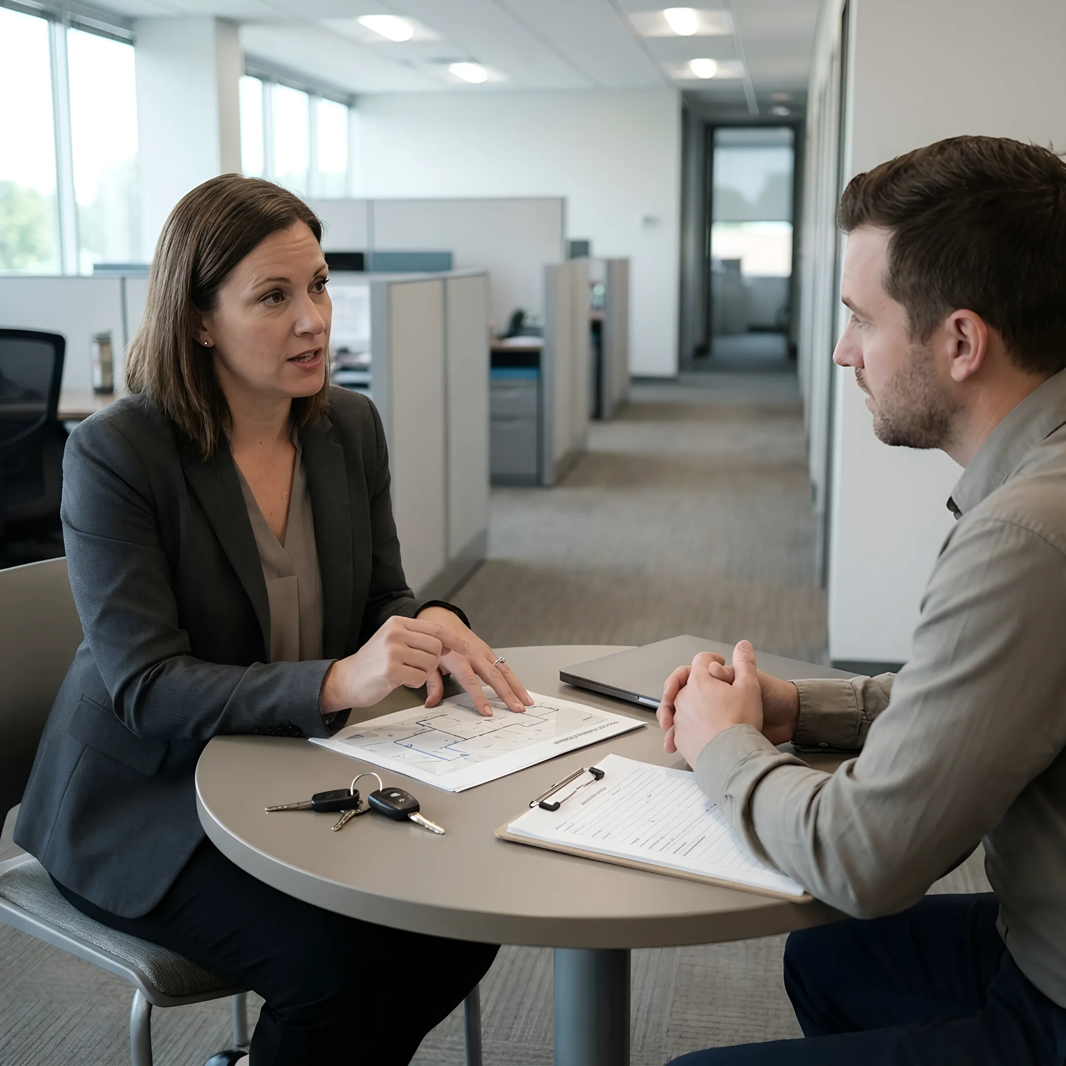 Staffing professional meeting with a driver candidate