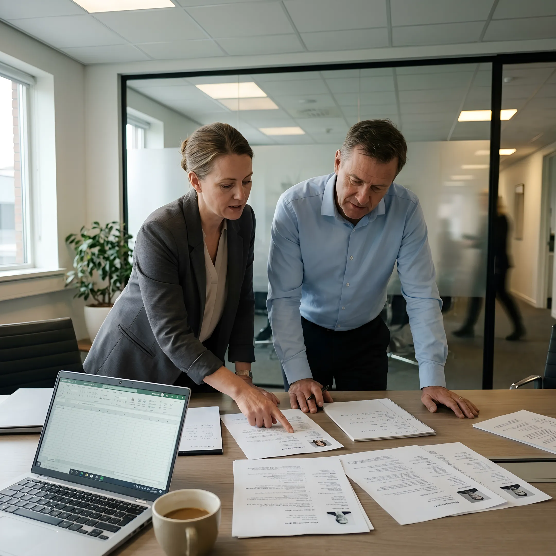 Recruiter reviewing candidate profiles with hiring manager