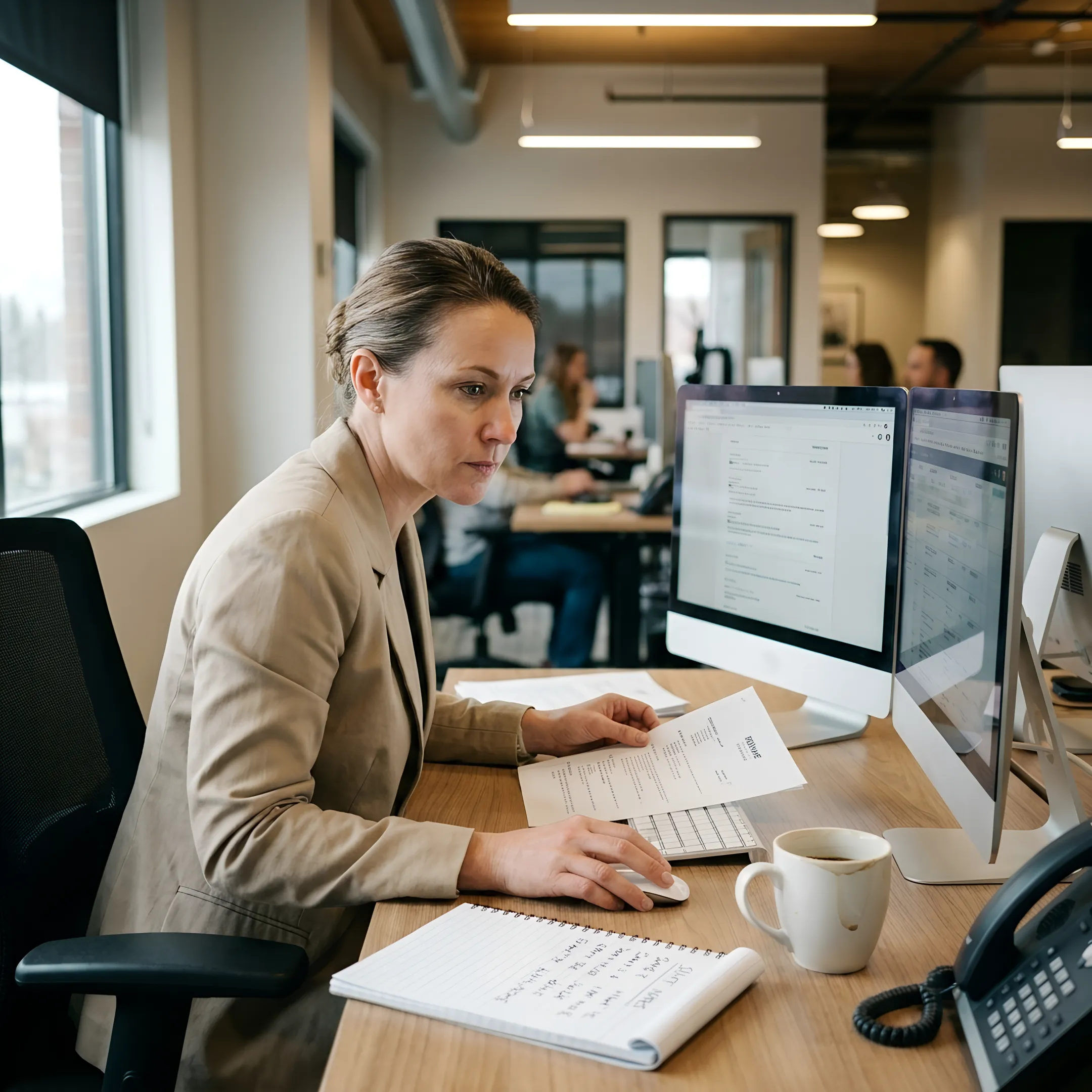 Staffing coordinator reviewing overnight candidate applications