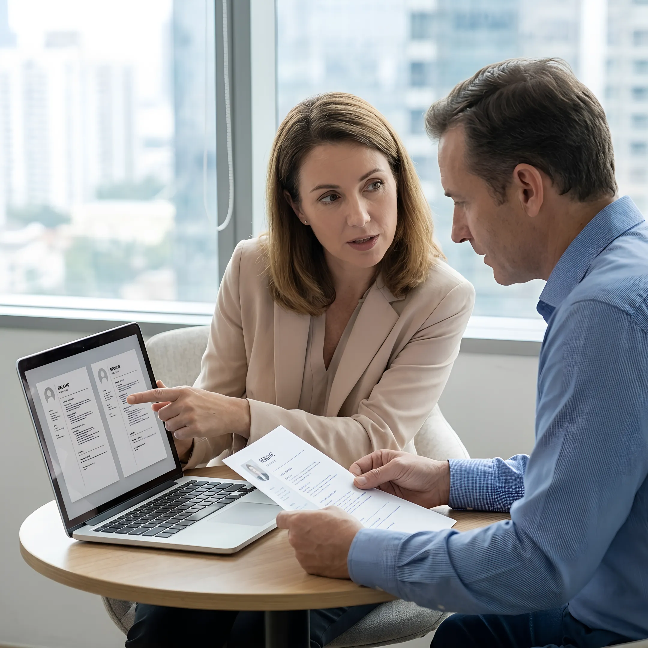 Recruiter reviewing candidates with a hiring manager