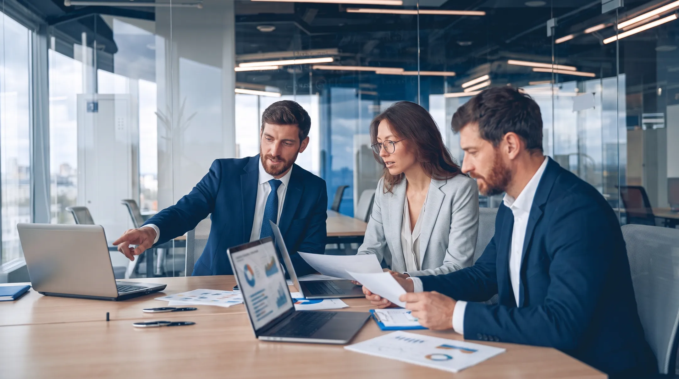 Insurance agency team comparing high-risk coverage options for client