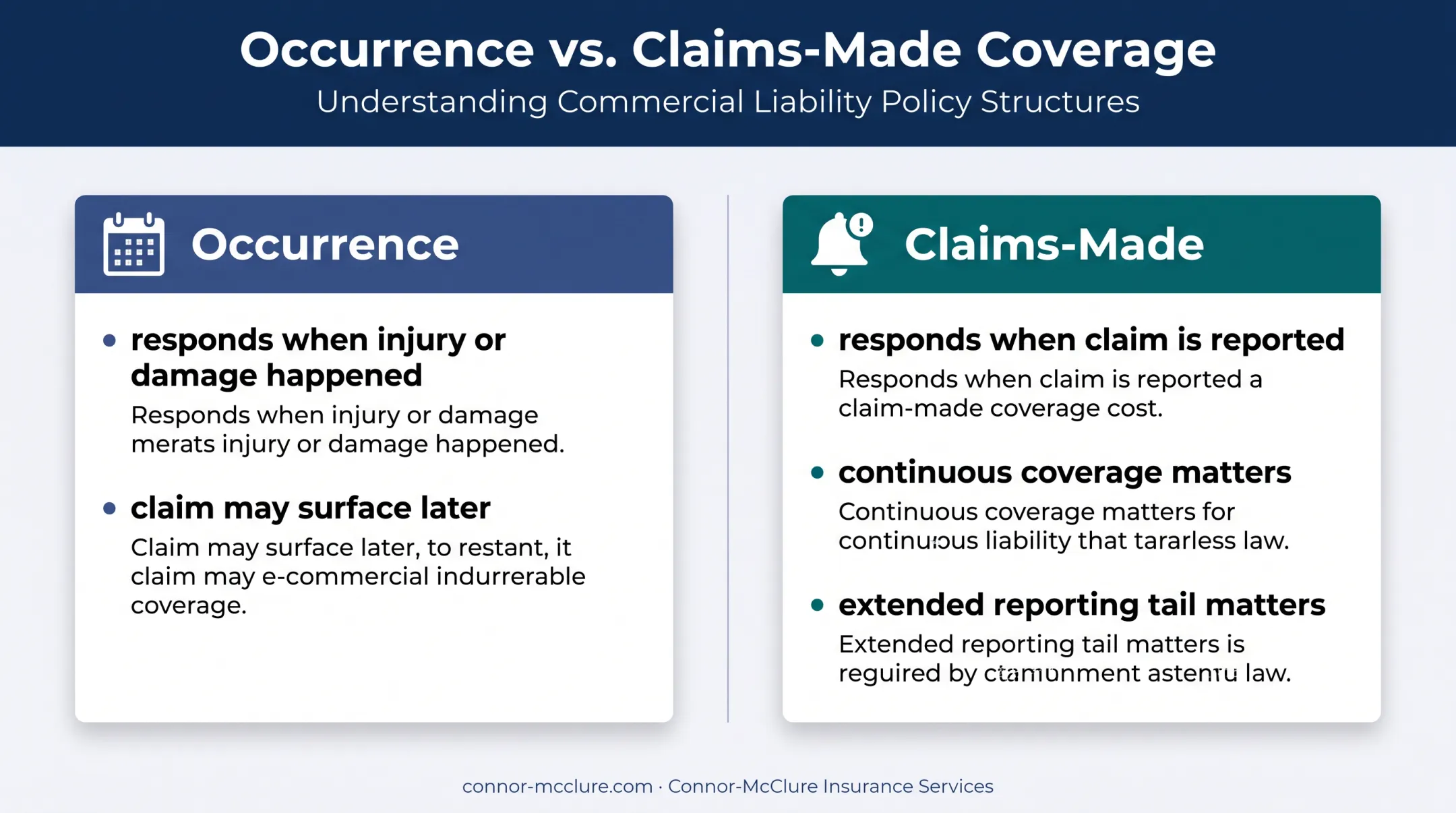 Occurrence versus claims-made liability insurance policy trigger comparison