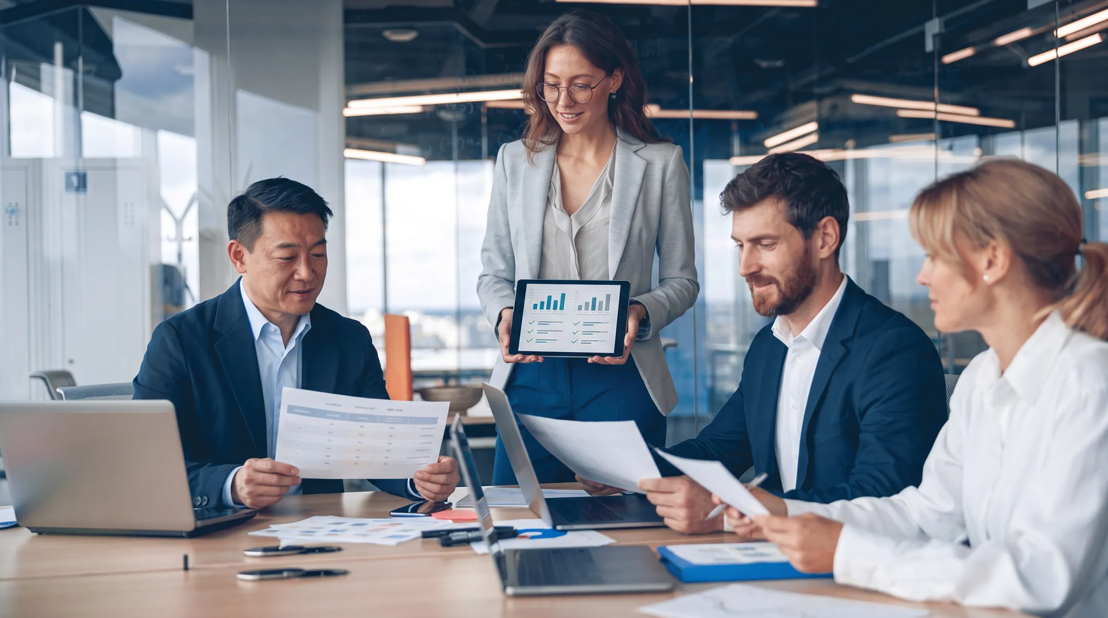 Insurance agency professionals comparing personalized auto coverage options
