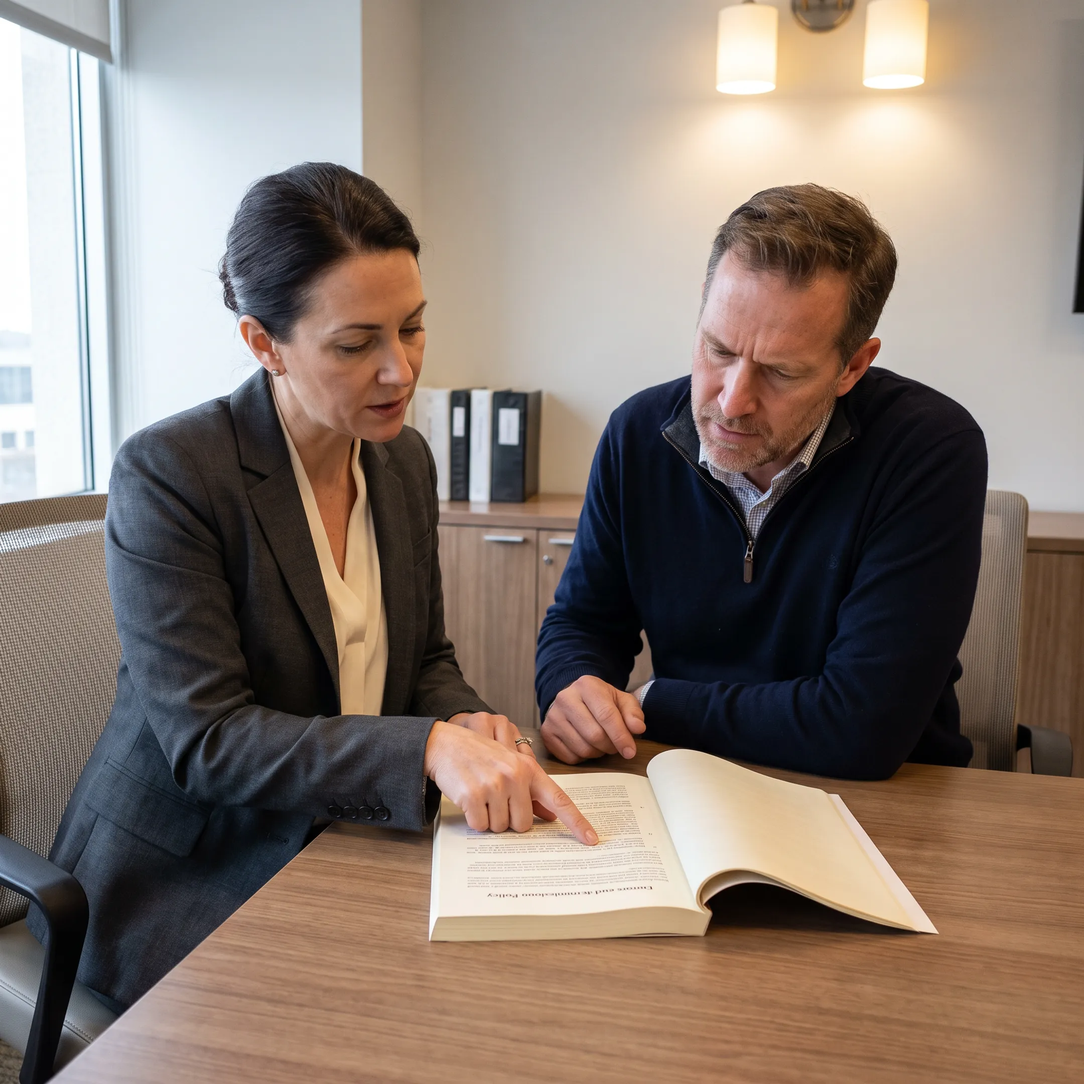 Advisor explaining errors and omissions insurance policy options