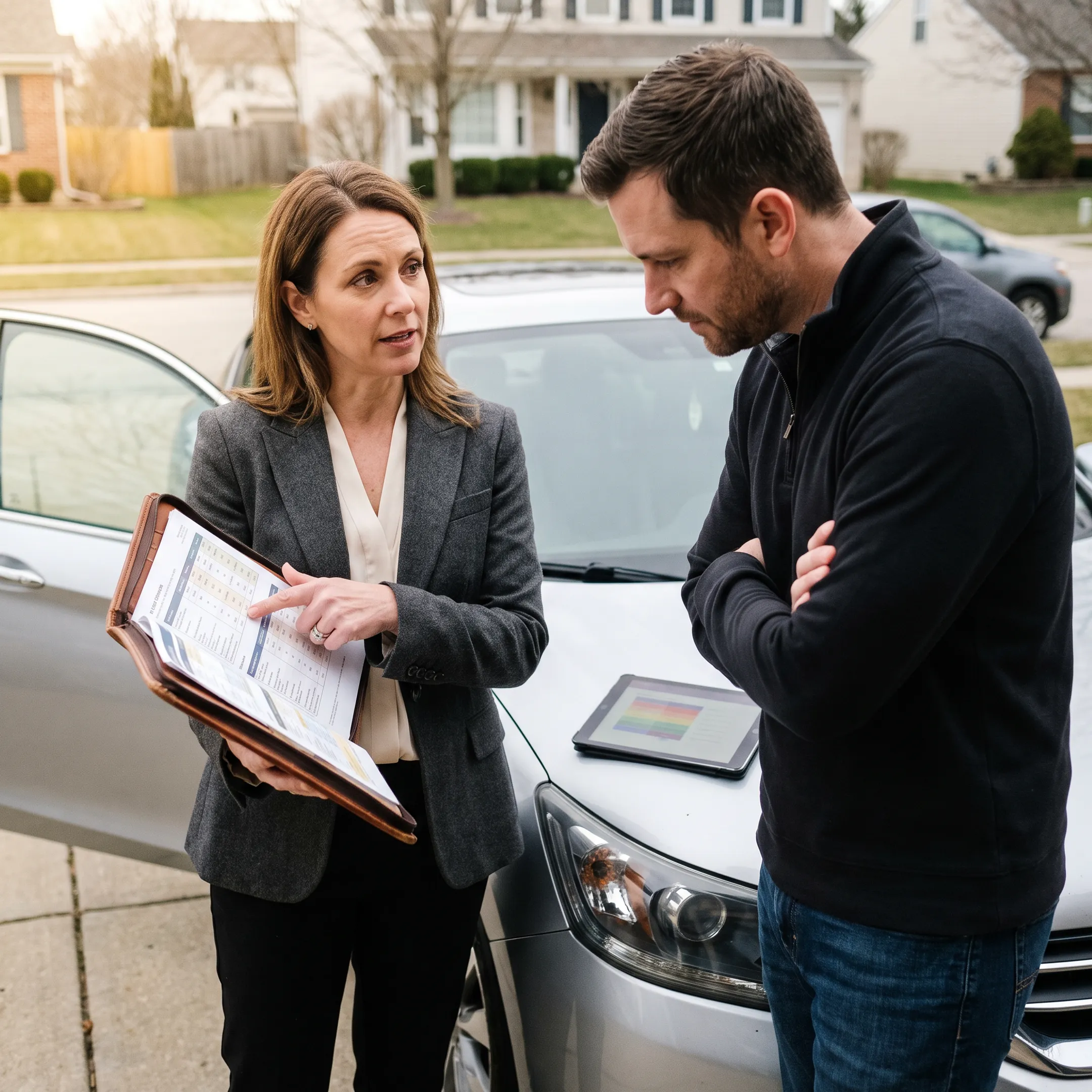 Client comparing full coverage car insurance options with an insurance professional