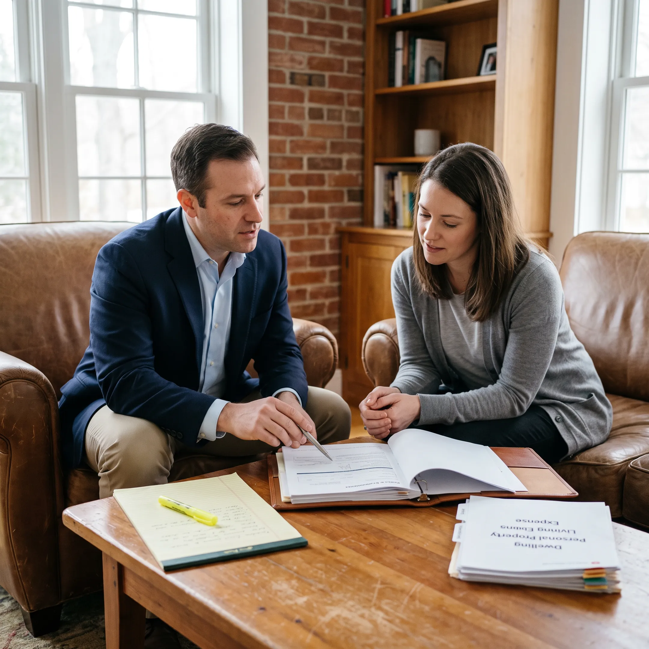 Advisor explaining homeowners insurance options to a New York homeowner