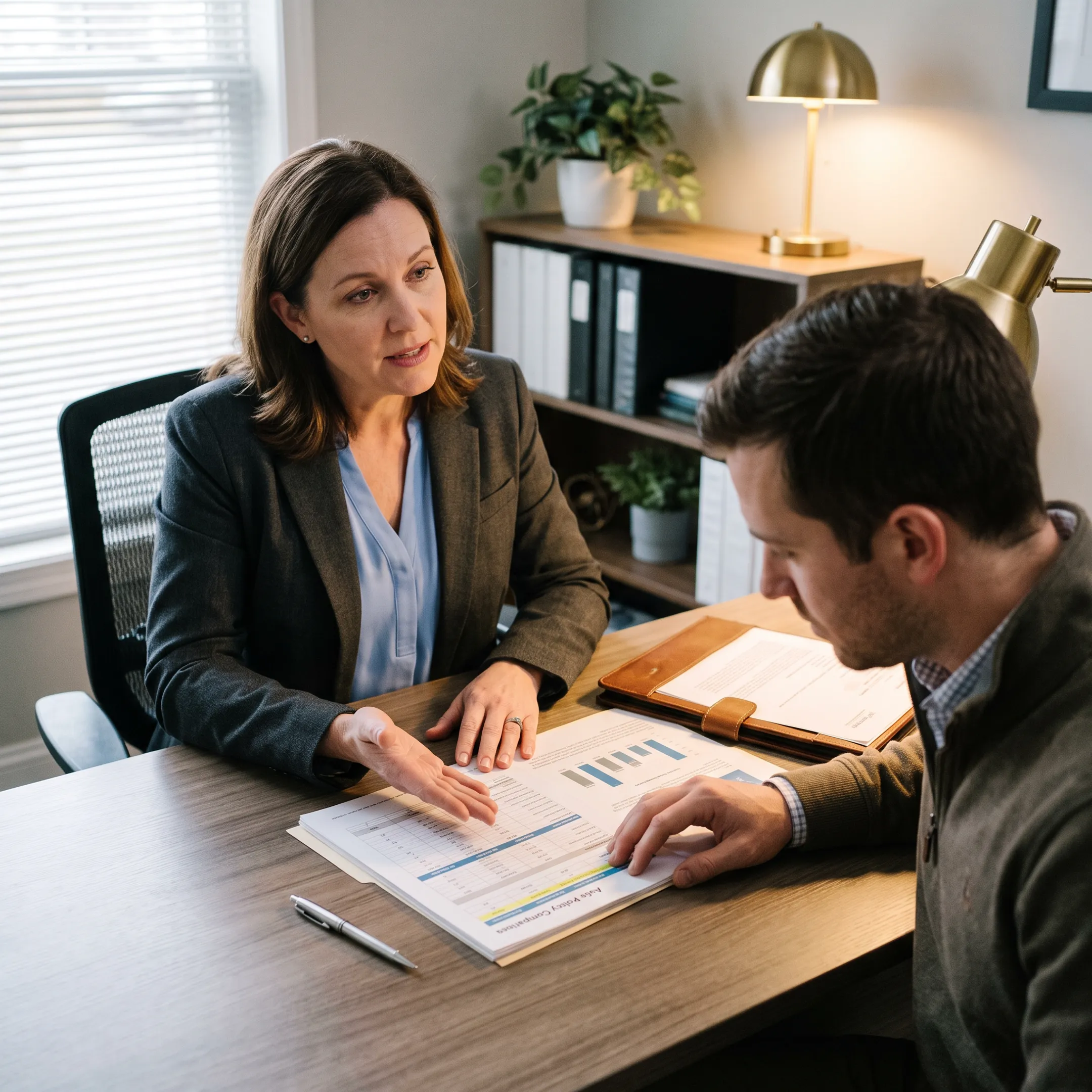 Agent explaining auto insurance coverage to a customer