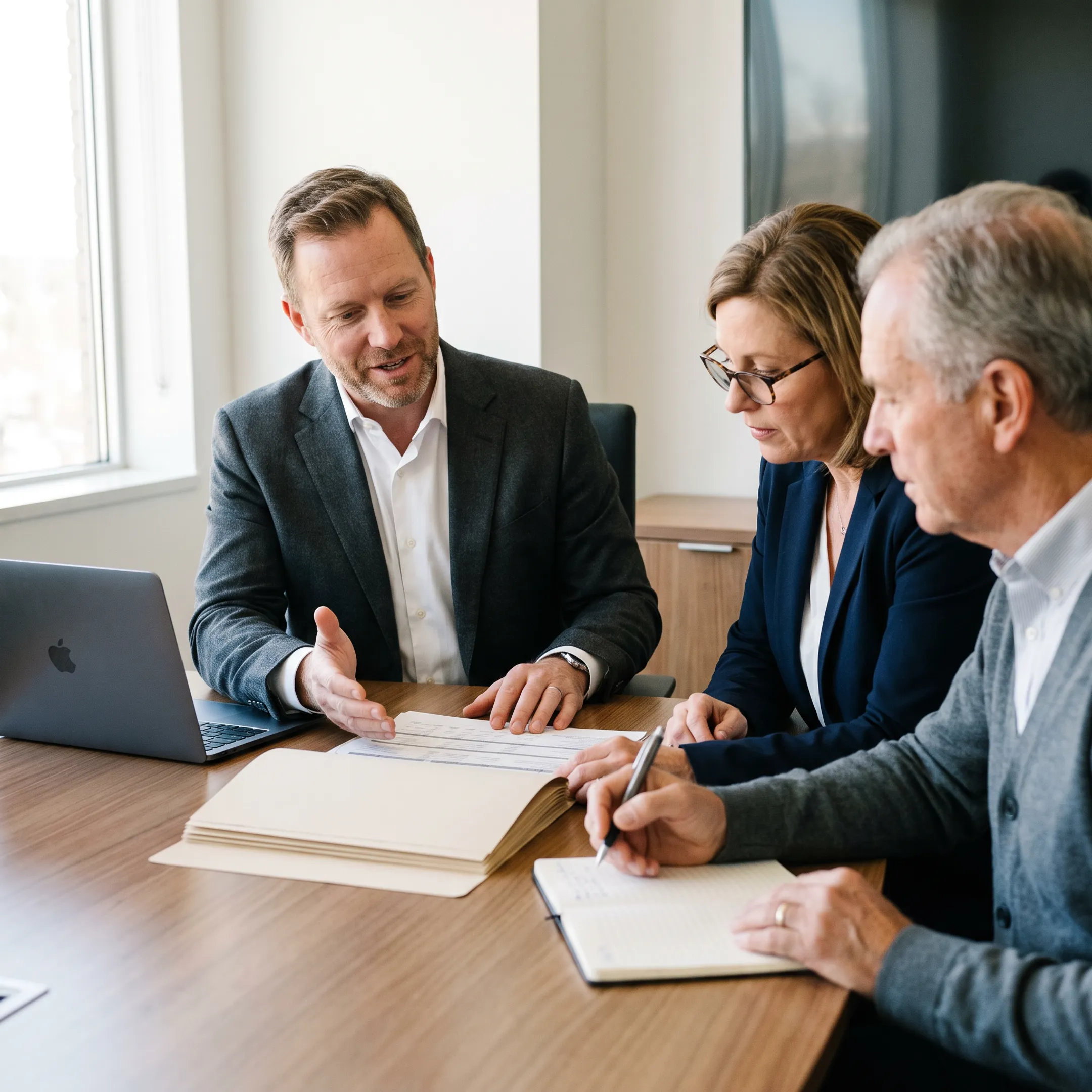 Advisor explaining nonprofit management liability insurance options