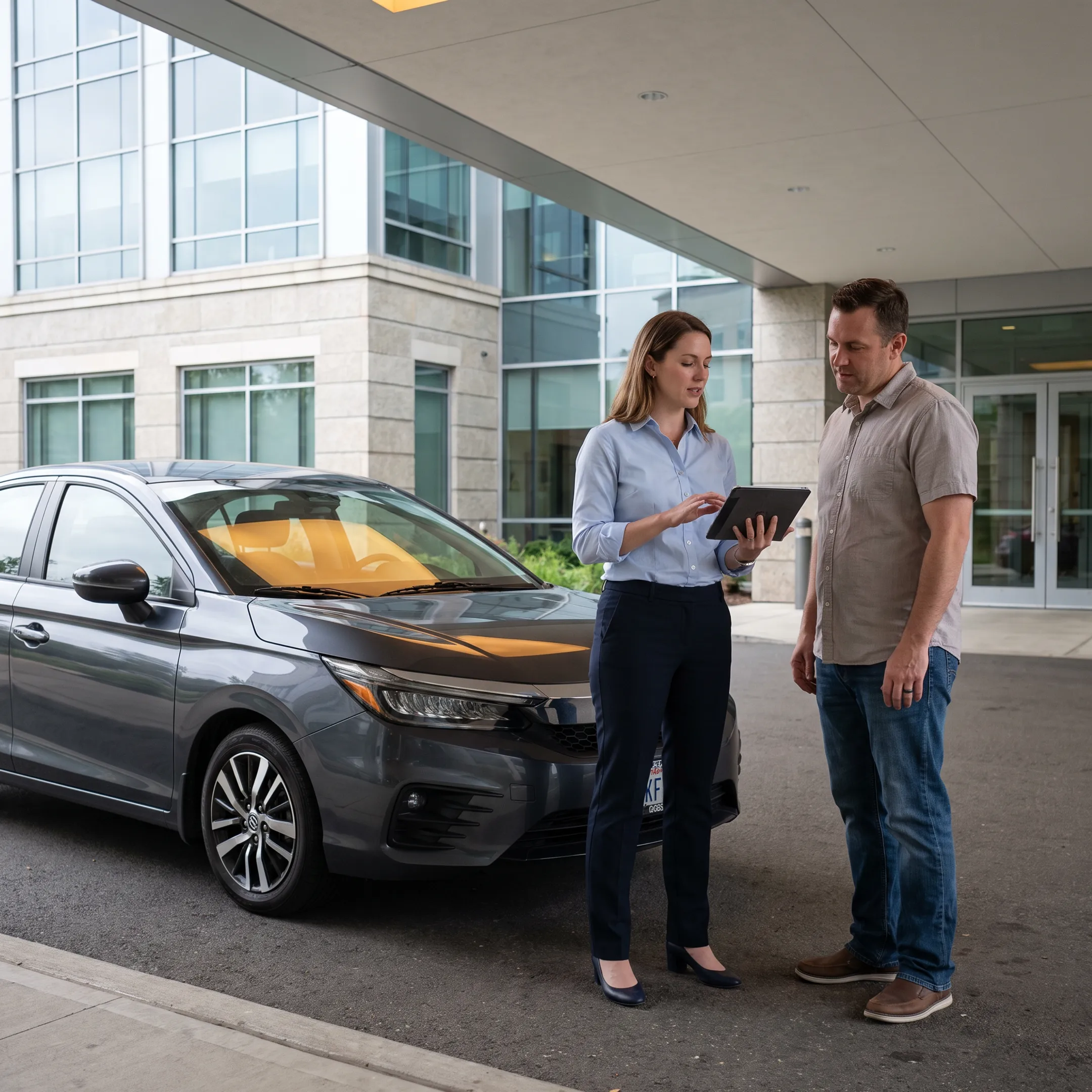 Insurance advisor discussing auto coverage with a San Antonio driver