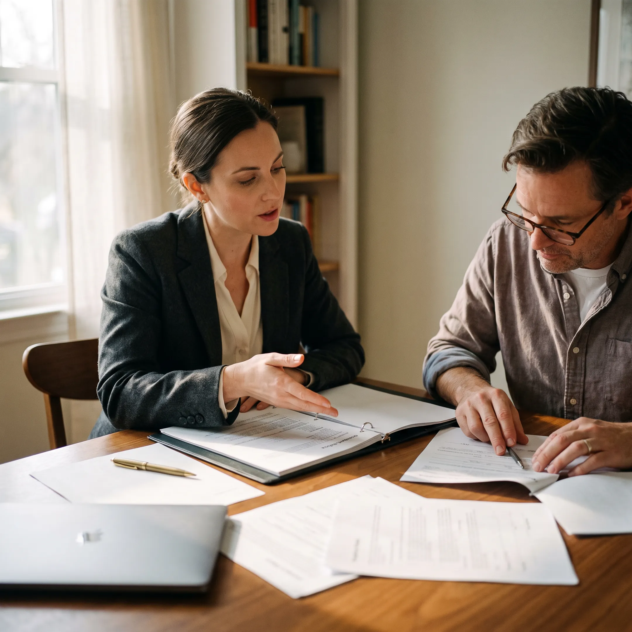 Advisor explaining homeowners insurance coverage to a South Carolina homeowner