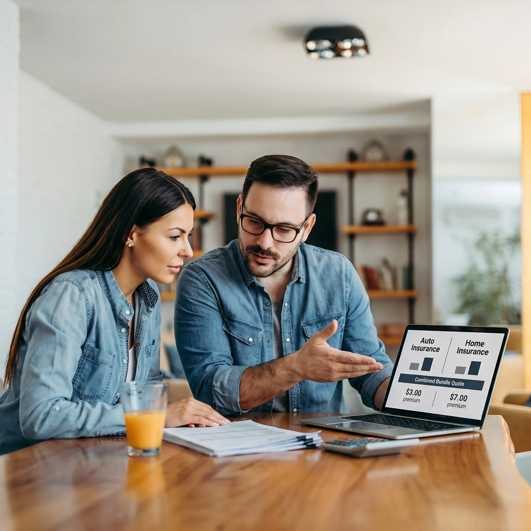 Client comparing bundled auto and homeowners insurance quotes online