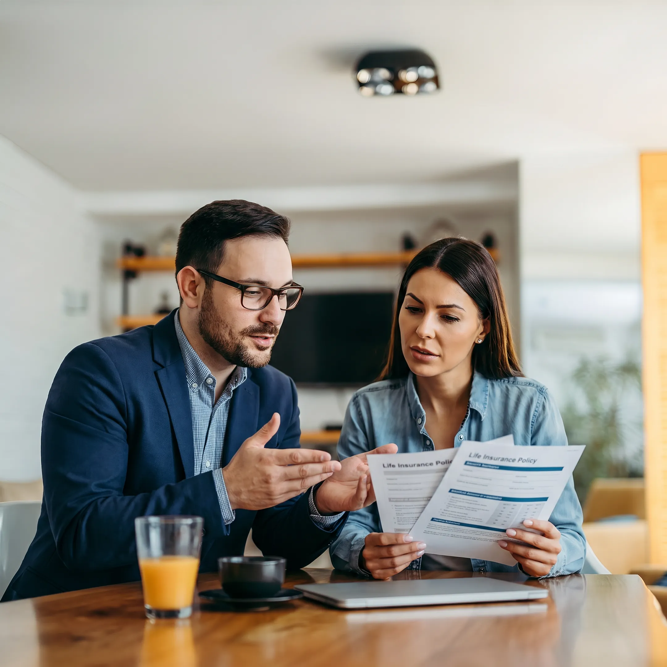 Advisor explaining life insurance terminal illness coverage to a client
