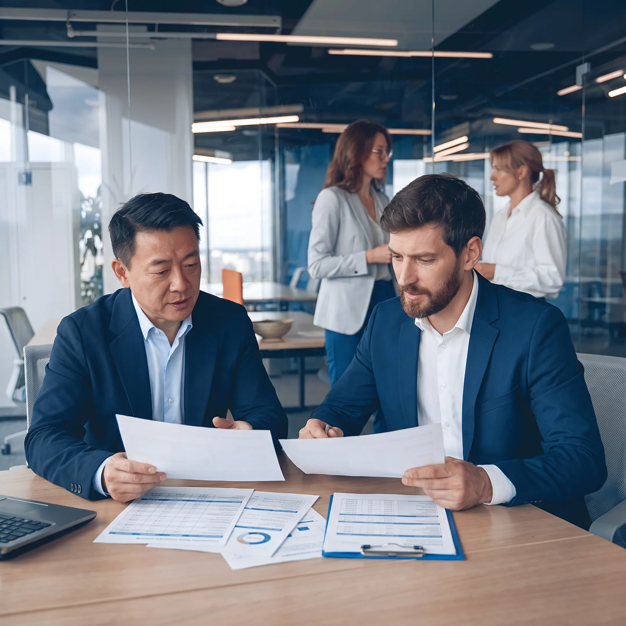Business owner comparing commercial auto insurance quote options