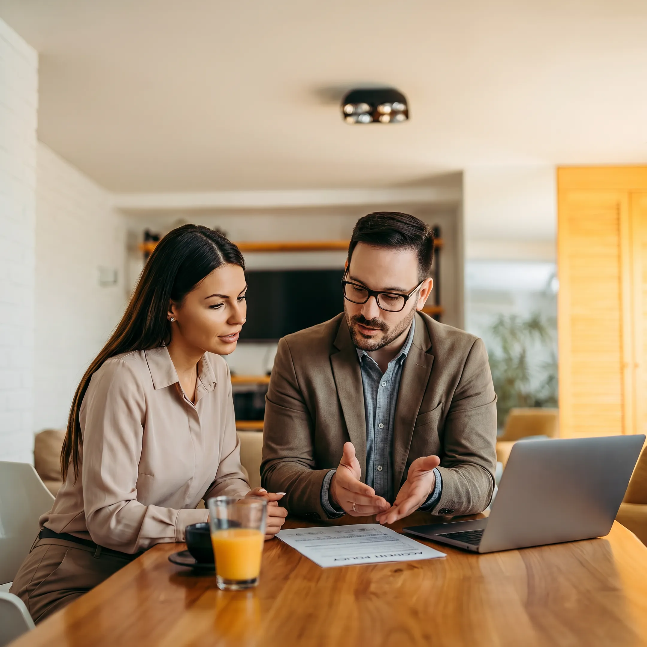 Advisor explaining accident insurance policy details to a client