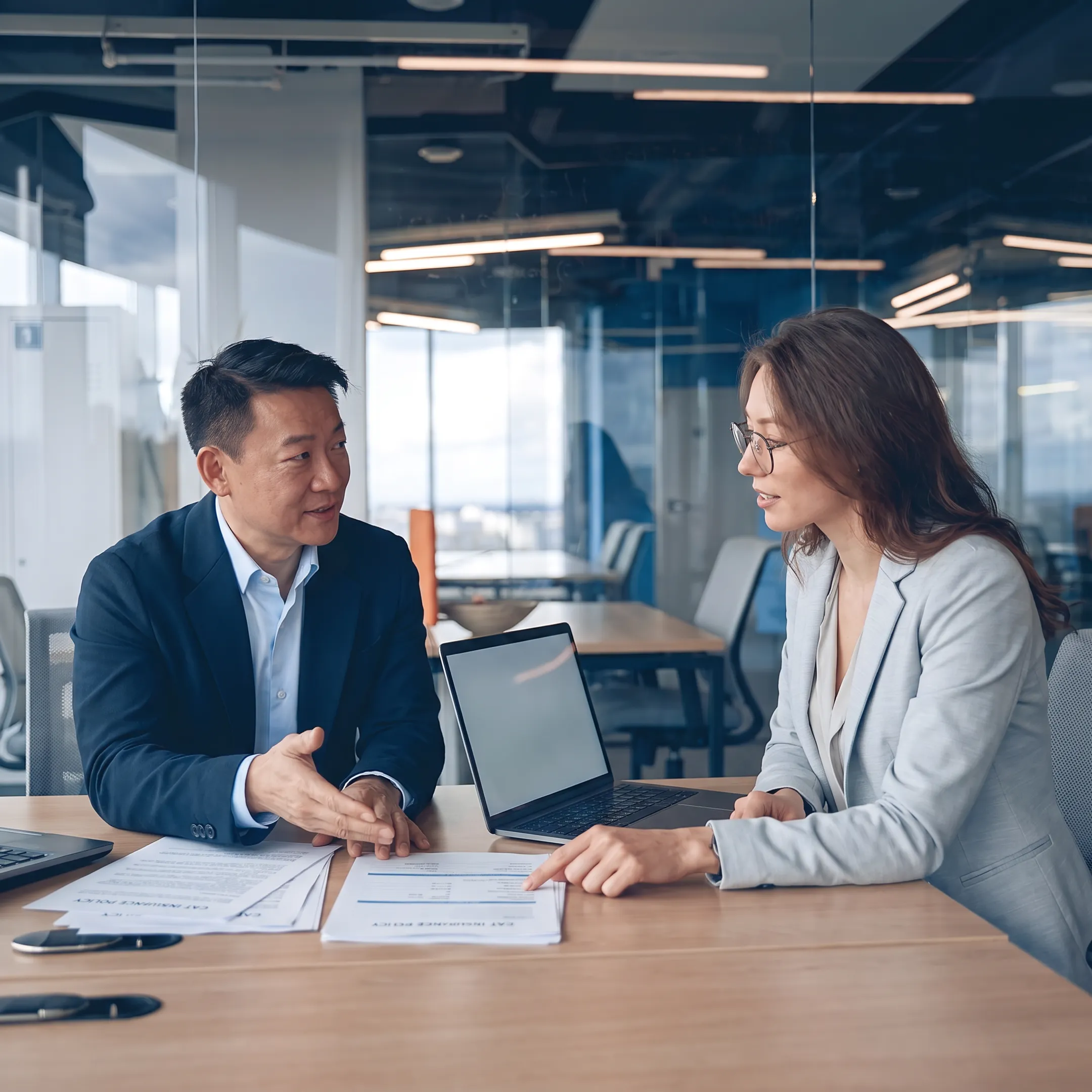 Insurance advisor comparing car coverage options with a California customer
