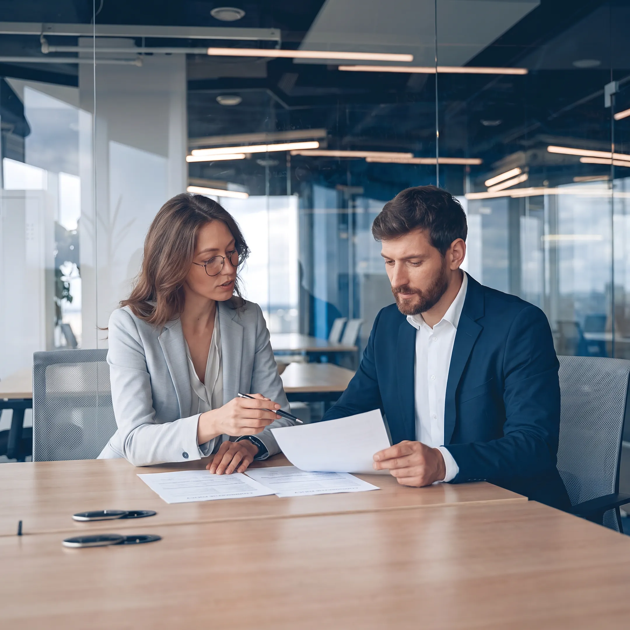 Business owner discussing commercial insurance coverage with an insurance advisor