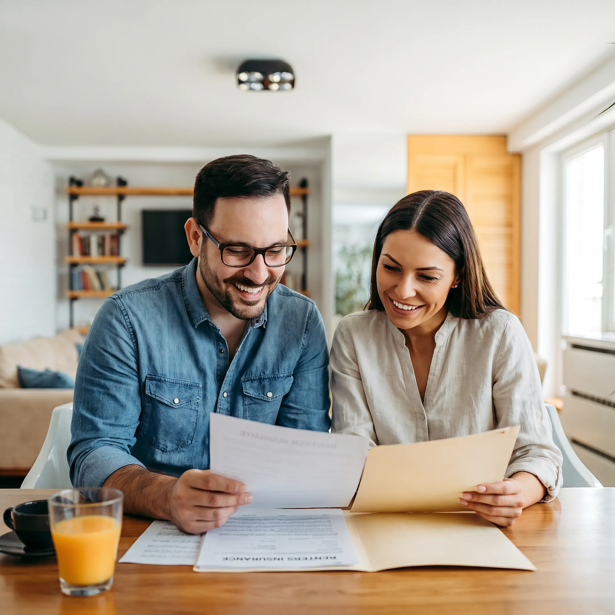 Tenant reviewing renters insurance documents with an insurance advisor