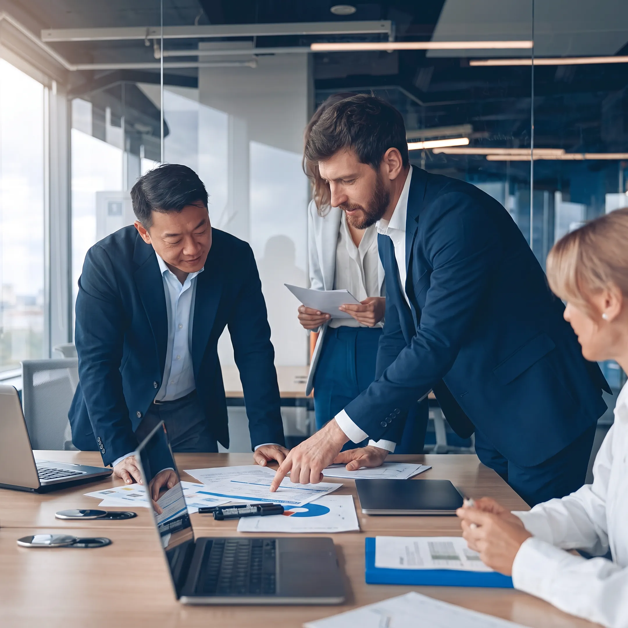 Insurance professional comparing multiple policy options with a client