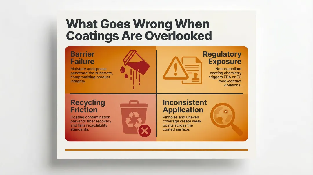 Four food packaging coating failure scenarios barrier recyclability compliance and application risks
