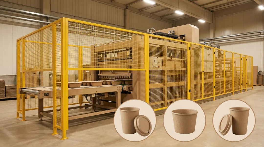 Dry molded fiber production line manufacturing paper-based plastic-free food packaging products