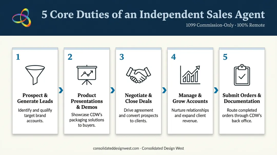 Five core duties of independent sales agents process flow diagram