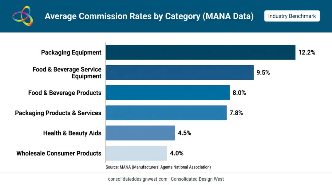 Independent sales agent commission rates by industry category comparison chart