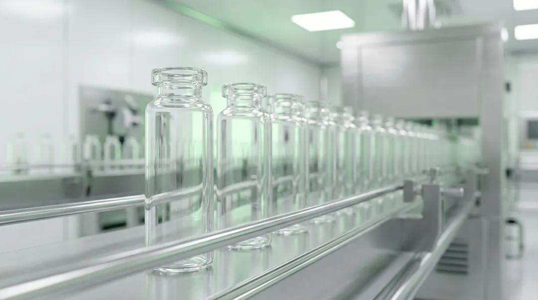 Sustainable pharmaceutical glass vial manufacturing facility with recycled material processing