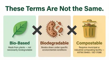 Bioplastics terminology comparison bio-based biodegradable and compostable definitions explained