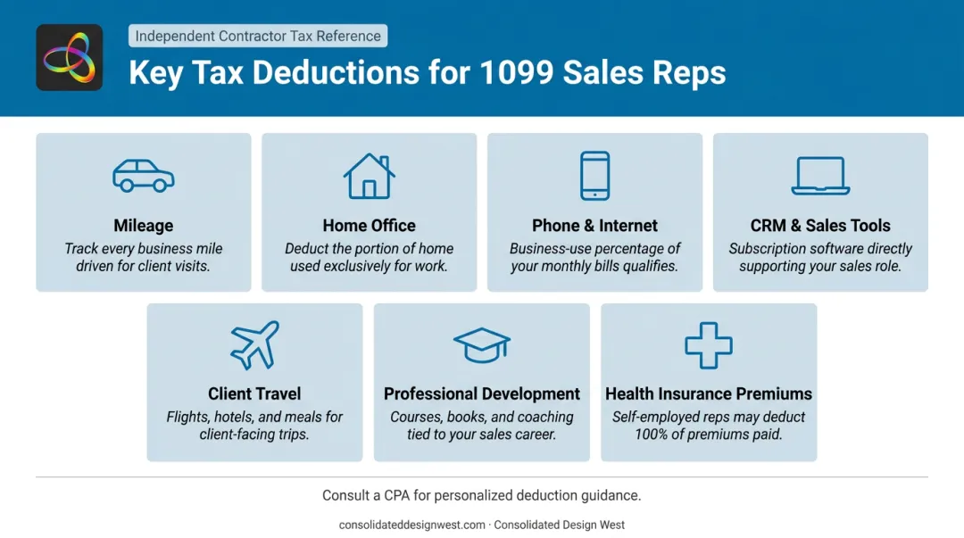 Seven key tax deductions for self-employed 1099 sales representatives breakdown