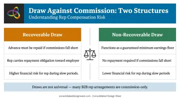 Recoverable versus non-recoverable sales draw structure side-by-side comparison chart
