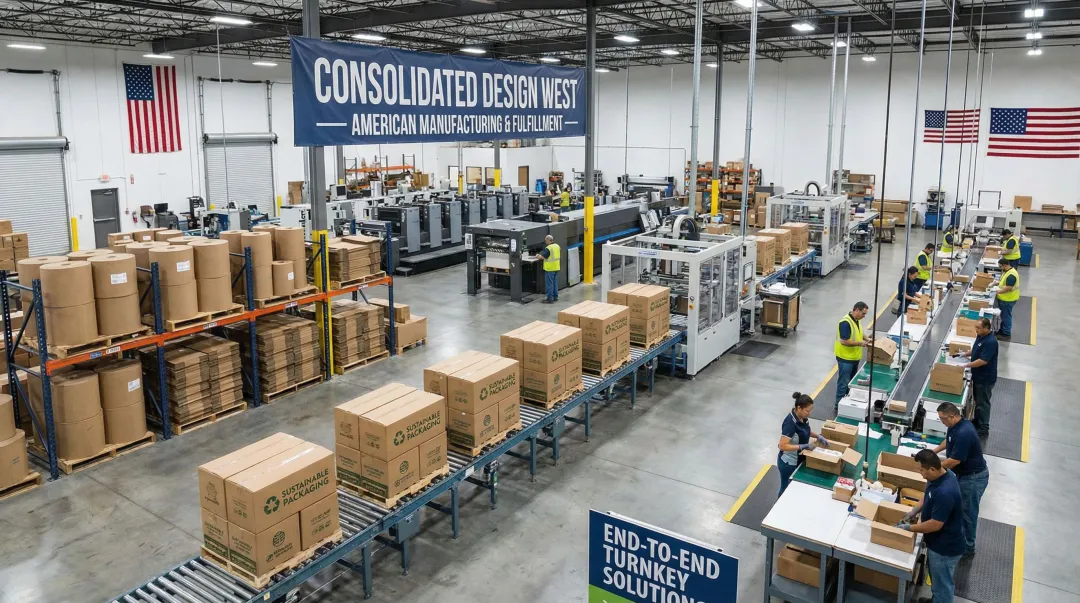 Consolidated Design West eco-friendly packaging turnkey production and fulfillment facility