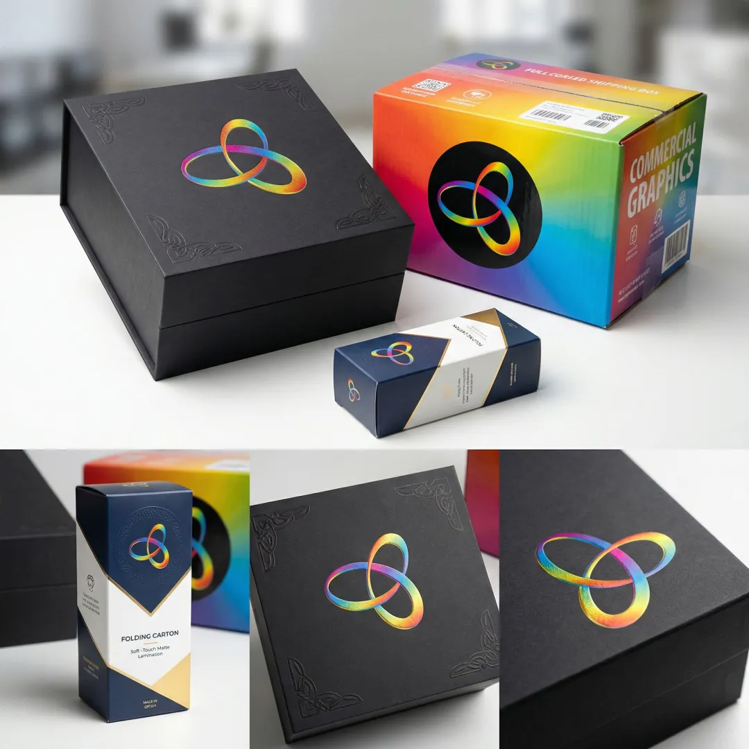 Close-up of premium custom secondary packaging with detailed finishing treatments and brand graphics