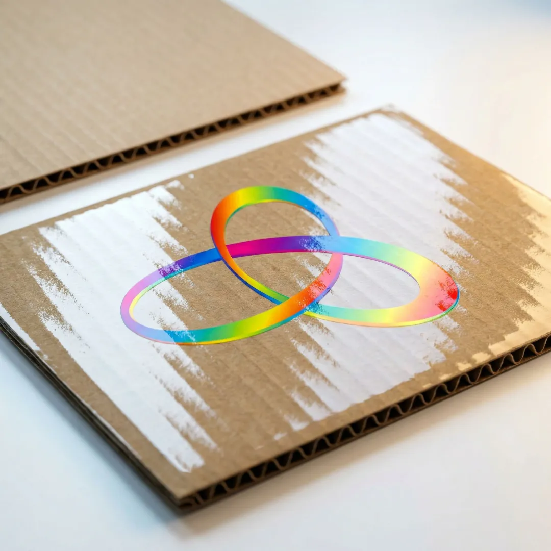 Close-up of UV-coated corrugated packaging showing glossy finish