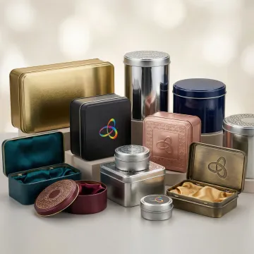 Custom metal tin boxes and packaging in various shapes and finishes