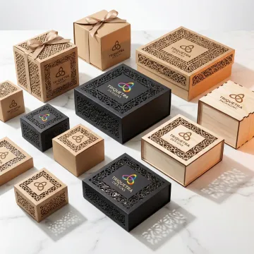 Custom laser cut packaging boxes with intricate designs showcasing premium quality