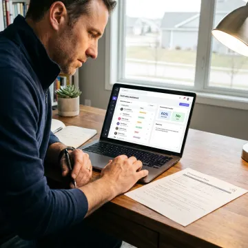 Sales representative reviewing leads and commission opportunities